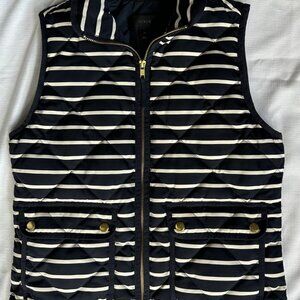 J. Crew Blue and White Striped Quilted Vest XS